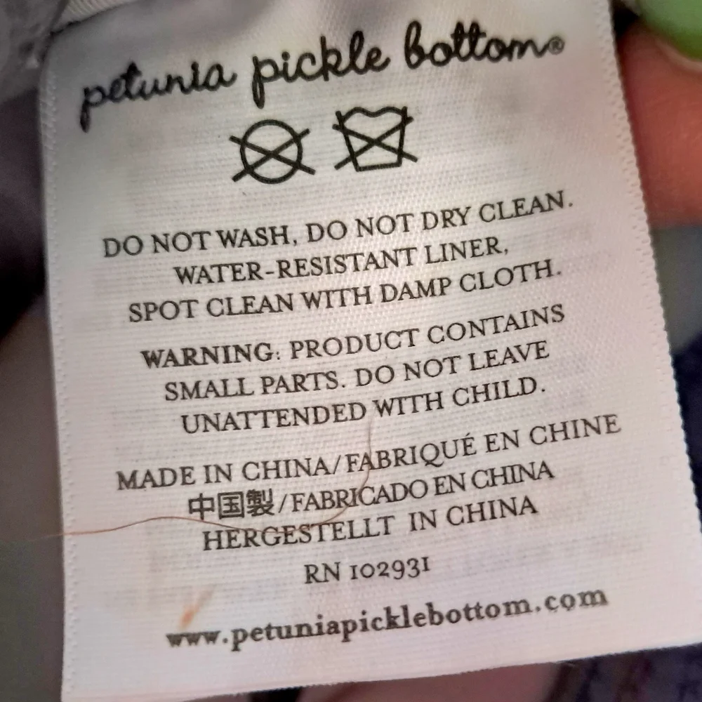 Petunia Pickle Bottom Convertible Diaper Bag GUC Slate Gray Changing Pad